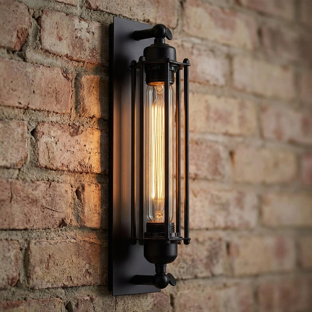 Wall Lamp Metal Cage LED Black Industrial Hallway Living Room Vintage Retro Edison Style Accent Lighting | Thomler