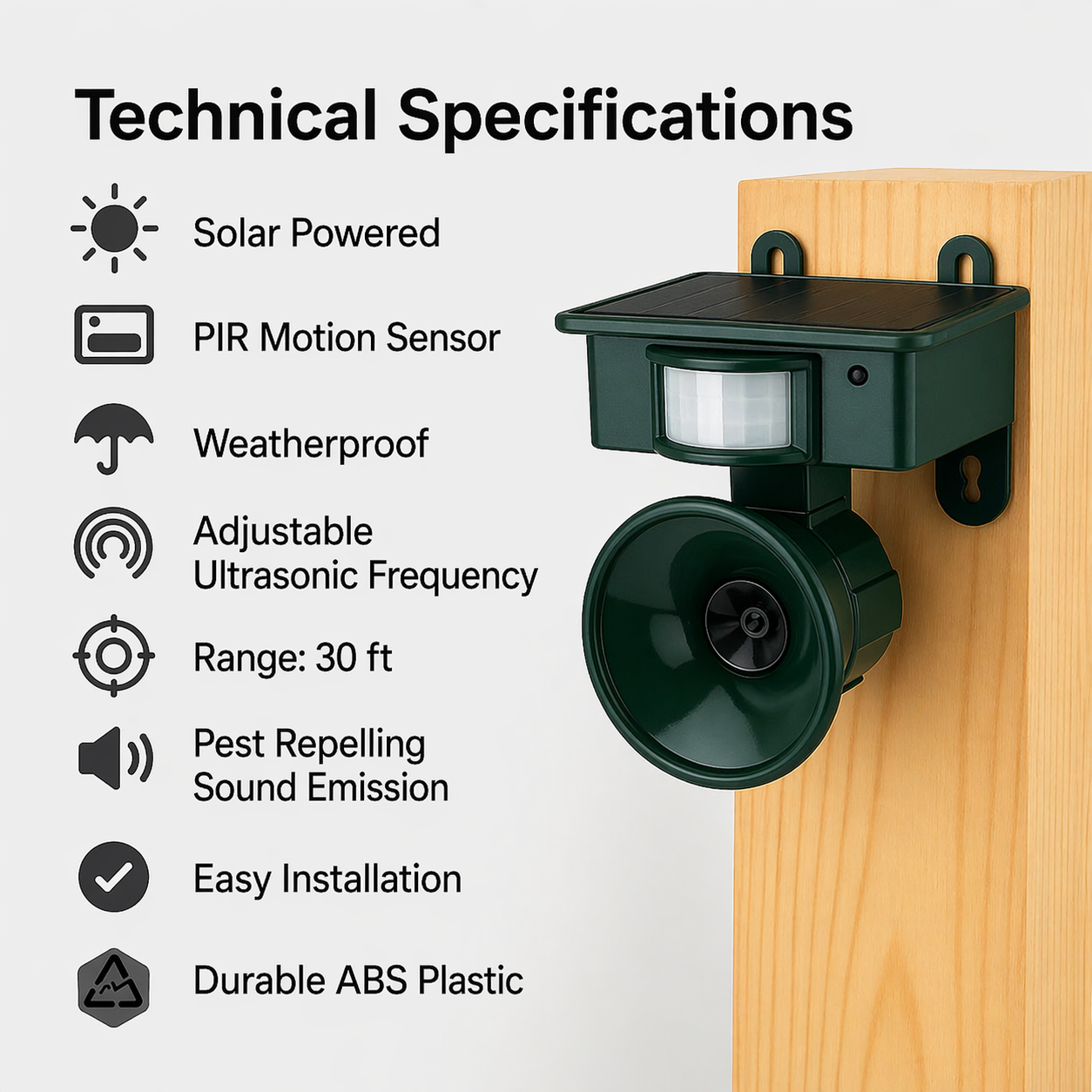 Solar-Powered Bird Deterrent with Motion Sensor and Predator Calls for Yard, Patio, and Roof Protection | Thomler