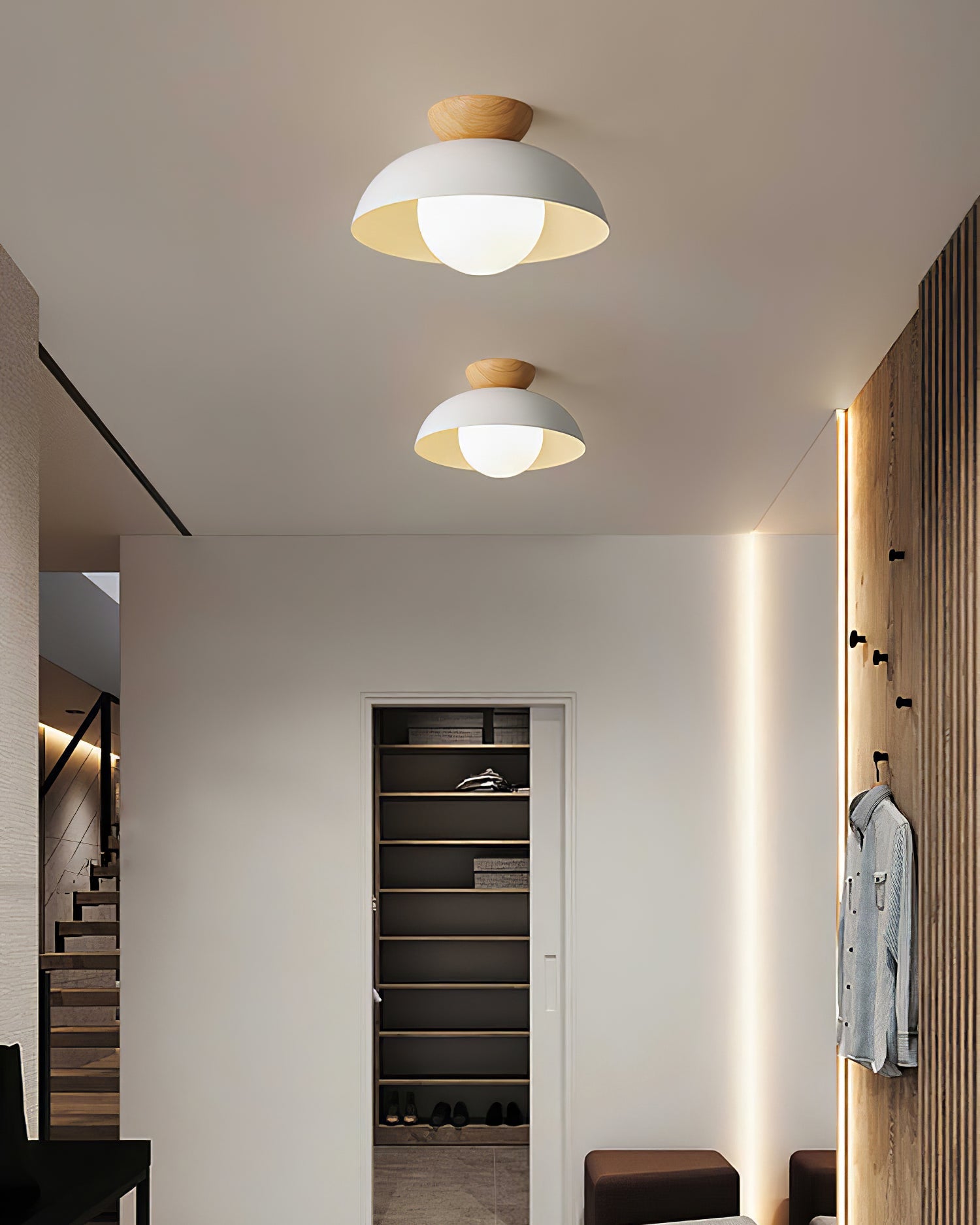 Pendant Light Metal Glass 11.8 in White Black Dining Room Kitchen Hanging Ceiling Lamp E26 E27 | Thomler
