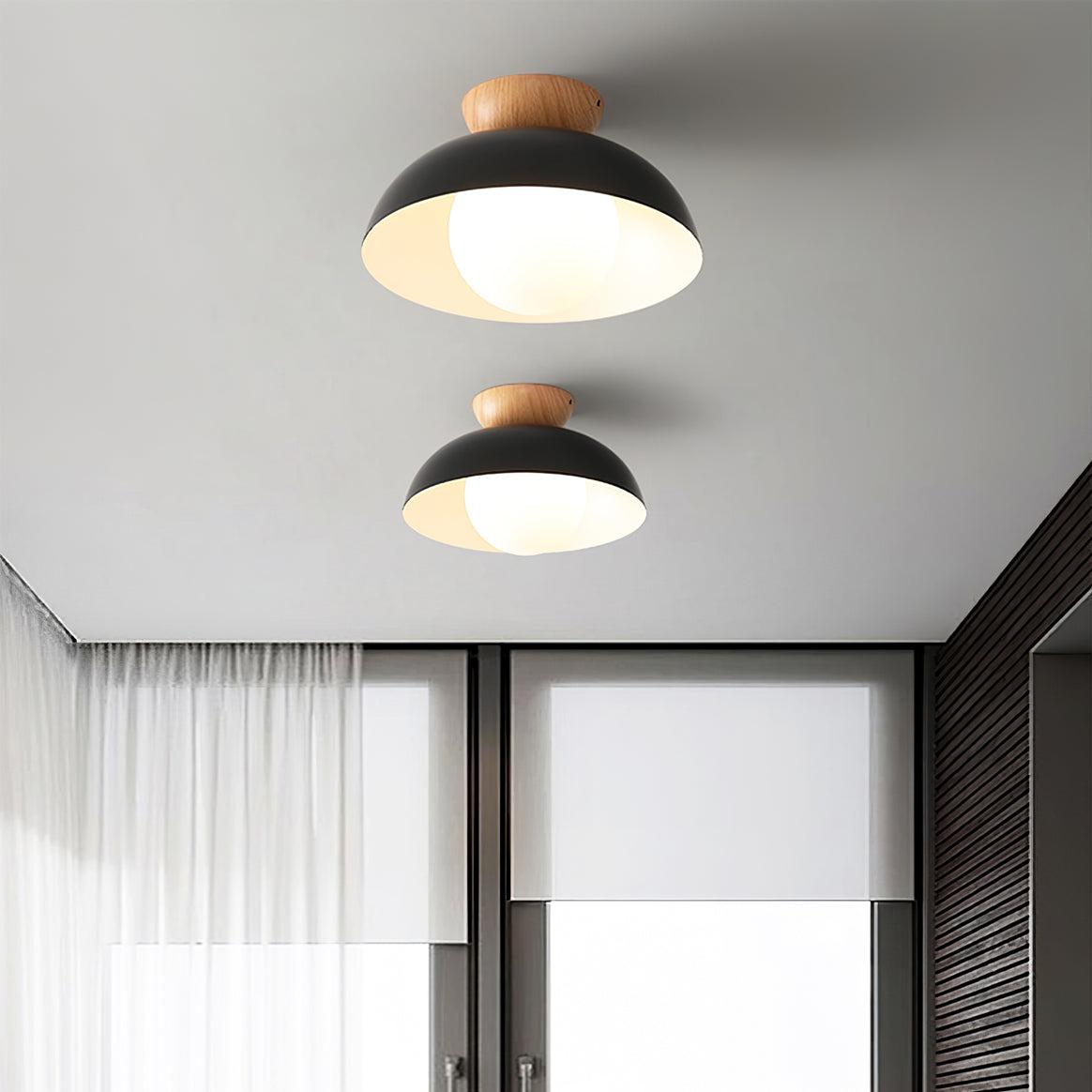 Pendant Light Metal Glass 11.8 in White Black Dining Room Kitchen Hanging Ceiling Lamp E26 E27 | Thomler