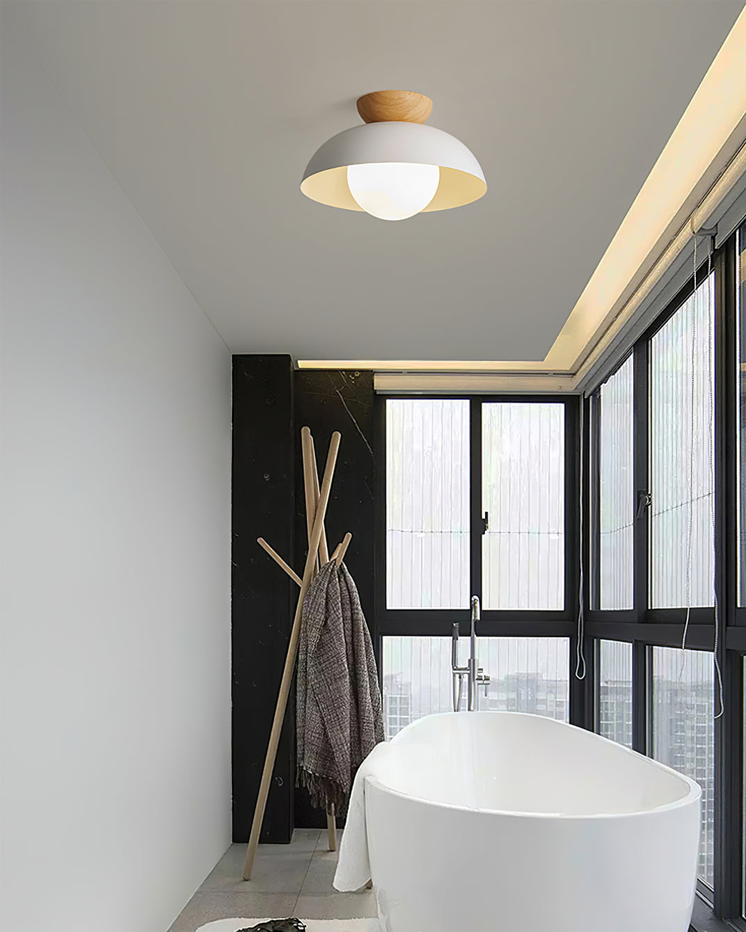 Pendant Light Metal Glass 11.8 in White Black Dining Room Kitchen Hanging Ceiling Lamp E26 E27 | Thomler