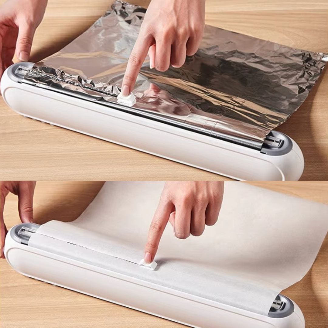 Magnetic Wrap Dispenser with Precision Cutter for Plastic Wrap, Foil & Parchment Paper – Space-Saving Kitchen Organizer, BPA-Free | Thomler