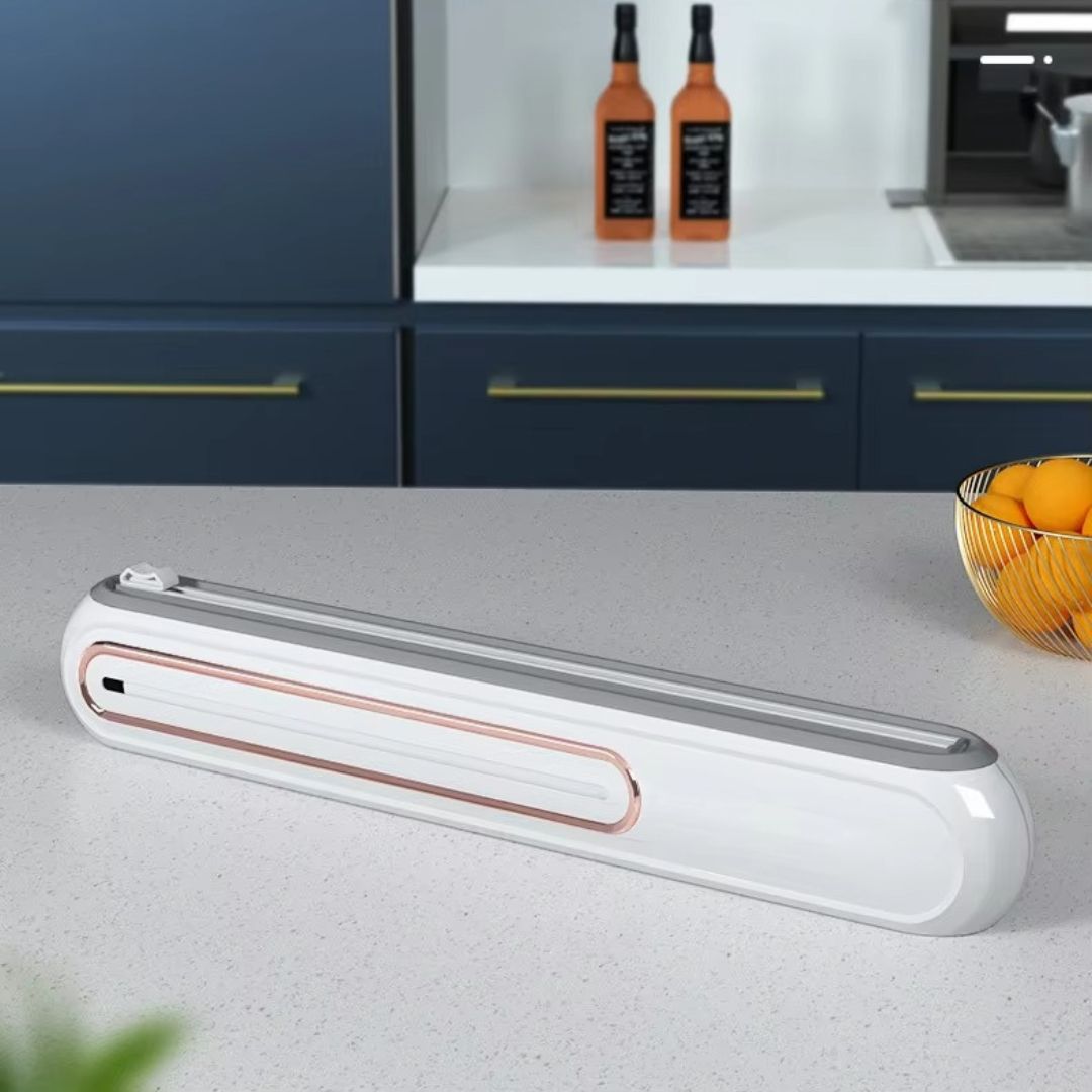 Magnetic Wrap Dispenser with Precision Cutter for Plastic Wrap, Foil & Parchment Paper – Space-Saving Kitchen Organizer, BPA-Free | Thomler