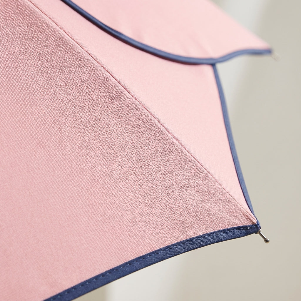 Floral Scalloped Canopy Rain & Sun Umbrella with Wood Handle – Women's Fashion Outdoor Accessory for All Seasons | Thomler