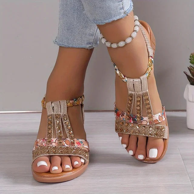 Women's Cushioned Wedge Sandals with Flexible Fit & Non-Slip Sole for Summer | Comfort Footwear for Casual Daily Wear & Walking | Thomler