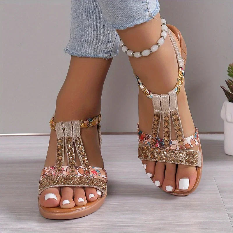 Women's Cushioned Wedge Sandals with Flexible Fit & Non-Slip Sole for Summer | Comfort Footwear for Casual Daily Wear & Walking | Thomler