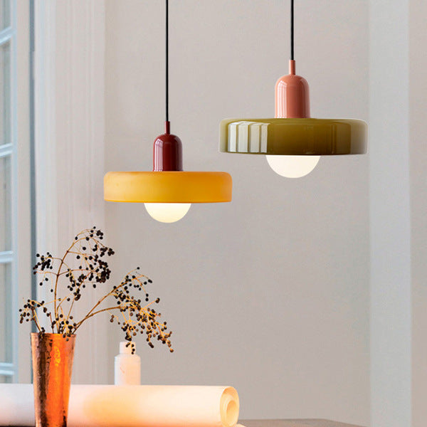 Glass Disc Pendant Light with Adjustable Cord – Modern Ceiling Fixture for Dining Room, Kitchen Island & Living Room | Thomler