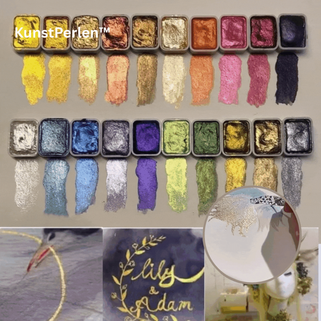 Shimmer Pigment Powder Set for Watercolor Art & Crafts – 10 or 20 Iridescent Colors, Blendable Mica Powder for Painting, Calligraphy & DIY | Thomler