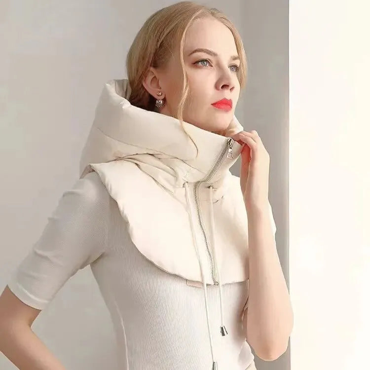 Hooded Infinity Scarf with Zip – Lightweight Down Neck Warmer for Women | Thomler