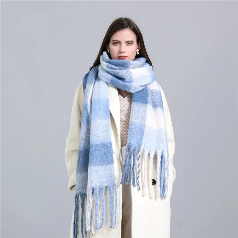 Plaid Winter Scarf – Soft Cashmere Wrap with Tassels – Cozy Cold-Weather Accessory for Women | Thomler