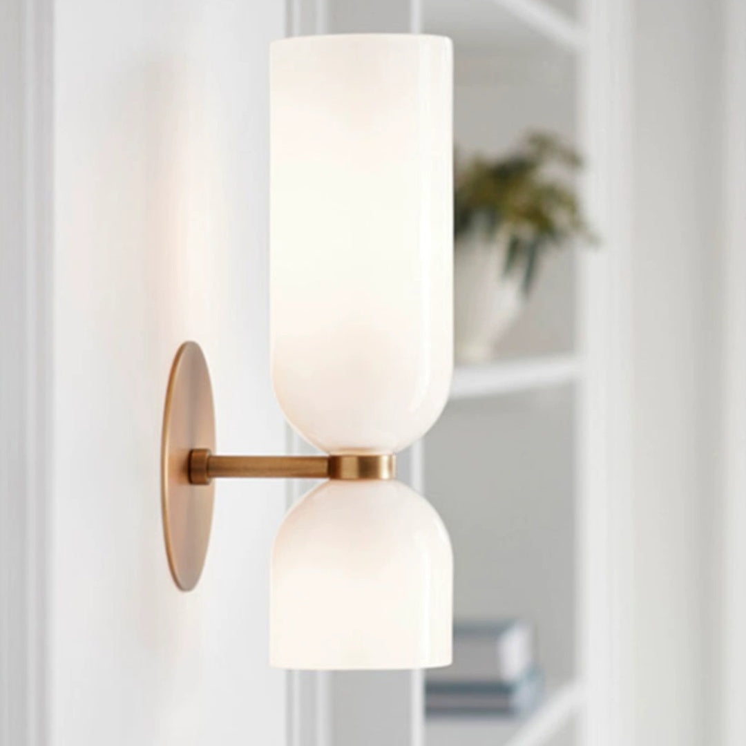 Glass & Iron Wall Sconce - Vintage-Inspired Dual-Light Fixture for Hallway, Bedroom & Dining Room - Hardwired Design with E12 Candelabra | Thomler