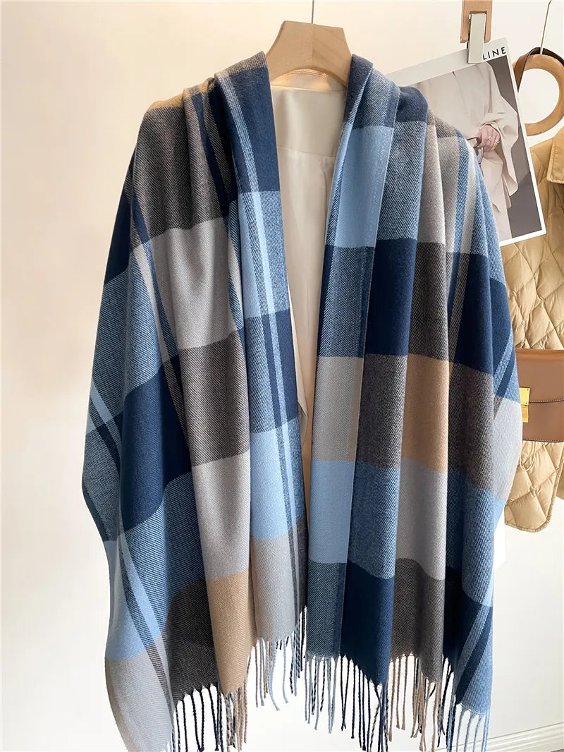 Plaid Cashmere Winter Wrap Scarf – Soft Luxury Shawl for Women, 79×26 Inches, 10 Elegant Patterns | Thomler