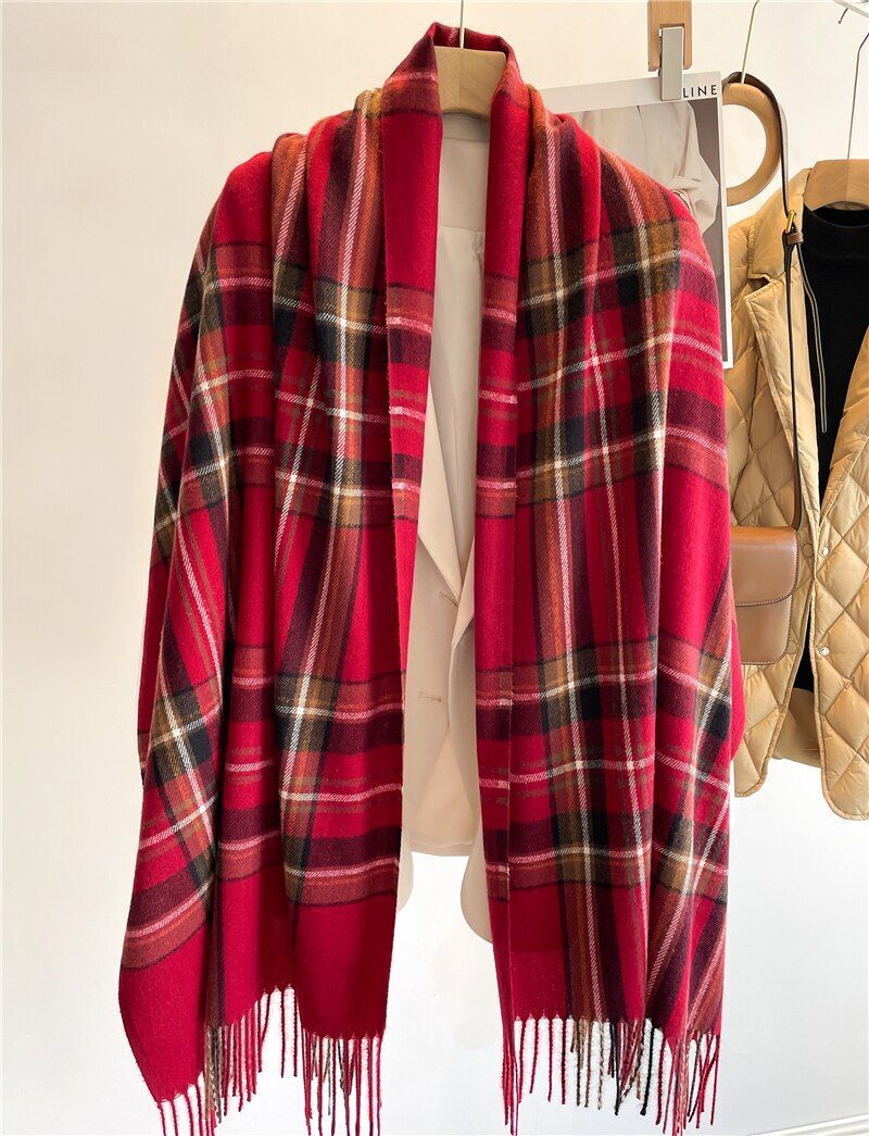 Plaid Cashmere Winter Wrap Scarf – Soft Luxury Shawl for Women, 79×26 Inches, 10 Elegant Patterns | Thomler