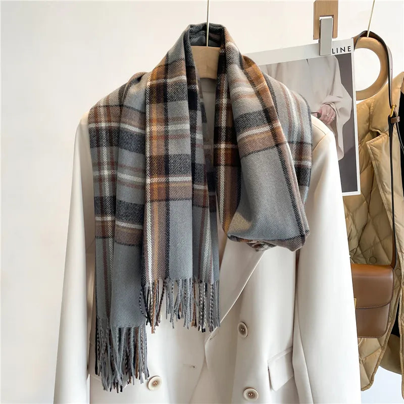 Plaid Cashmere Winter Wrap Scarf – Soft Luxury Shawl for Women, 79×26 Inches, 10 Elegant Patterns | Thomler