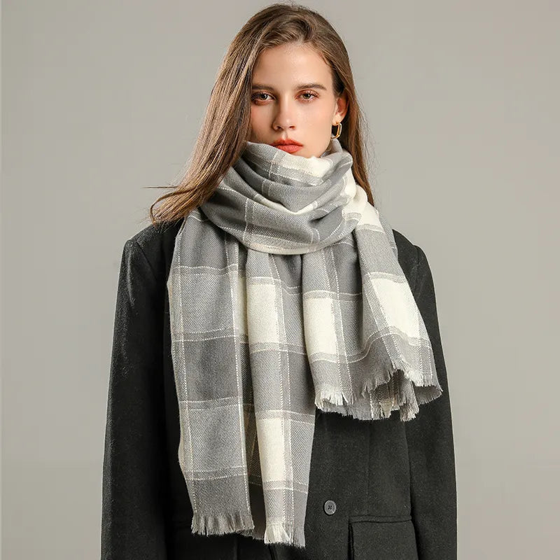 Plaid Cashmere Winter Wrap Scarf – Soft Luxury Shawl for Women, 79×26 Inches, 10 Elegant Patterns | Thomler