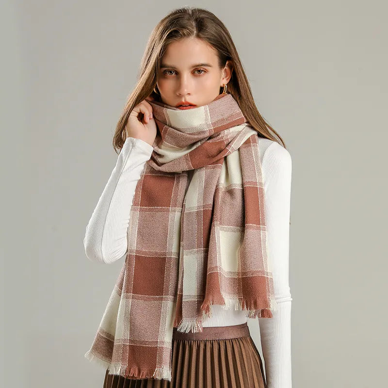 Plaid Cashmere Winter Wrap Scarf – Soft Luxury Shawl for Women, 79×26 Inches, 10 Elegant Patterns | Thomler