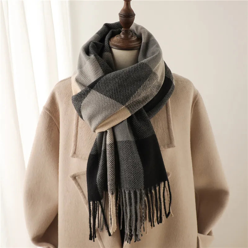 Plaid Cashmere Winter Wrap Scarf – Soft Luxury Shawl for Women, 79×26 Inches, 10 Elegant Patterns | Thomler