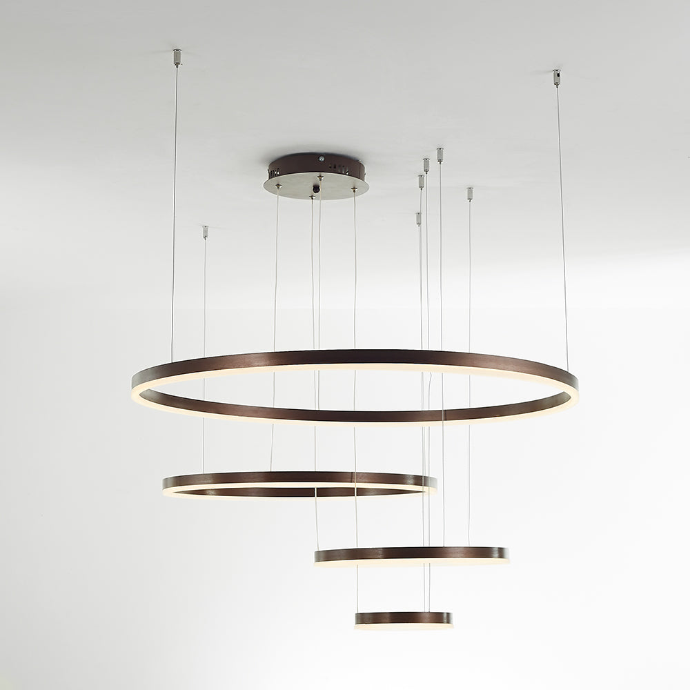 Tiered Ring Pendant Light Modern Metal Circular Chandelier for Dining Room Living Room Bedroom Kitchen Island Adjustable Height LED | Thomler