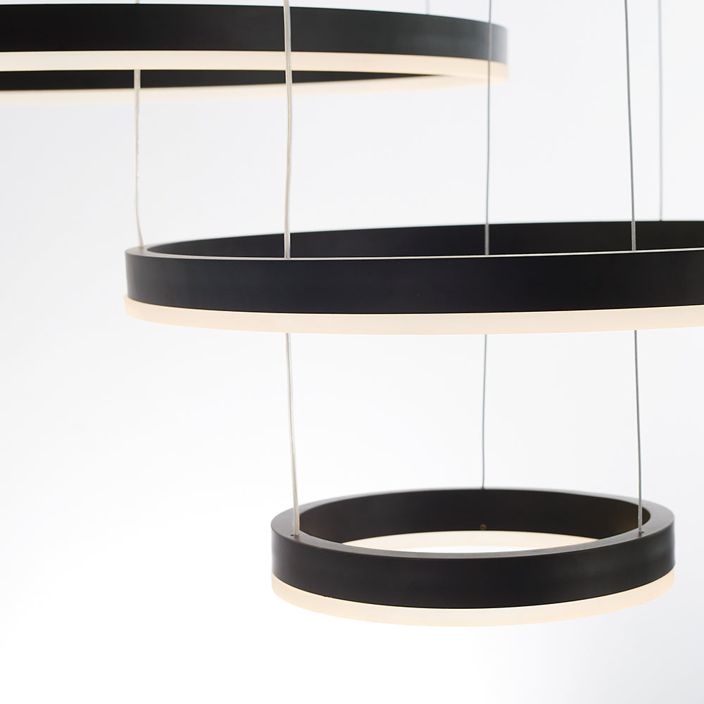 Tiered Ring Pendant Light Modern Metal Circular Chandelier for Dining Room Living Room Bedroom Kitchen Island Adjustable Height LED | Thomler