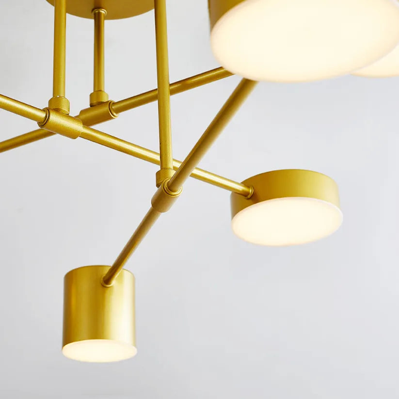 Ceiling Lamp Metal 57.0 cm White Living Room Kitchen Adjustable Six Light Modern Geometric Indoor Lighting Fixture | Thomler