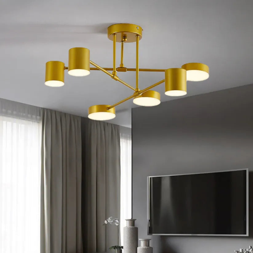 Ceiling Lamp Metal 57.0 cm White Living Room Kitchen Adjustable Six Light Modern Geometric Indoor Lighting Fixture | Thomler