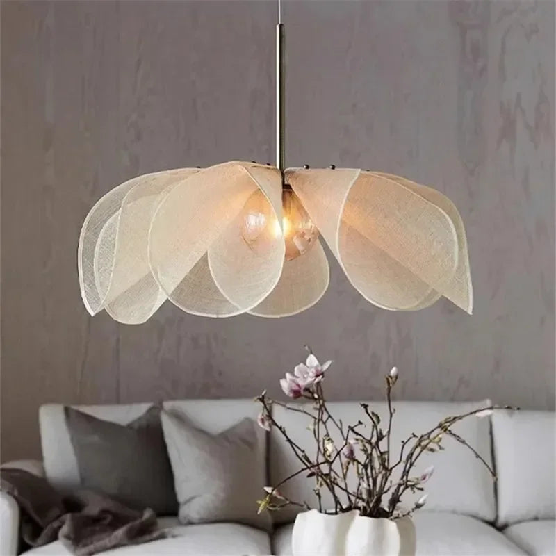 Art Deco Linen Drum Pendant Ceiling Light – Brass Hardware & Adjustable Cord for Dining Room, Living Room & Bedroom | Thomler