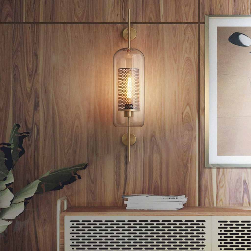 Wall Lamp Metal Glass 26 in Adjustable Living Room Bedroom Lighting Fixture Warm Ambient Light | Thomler