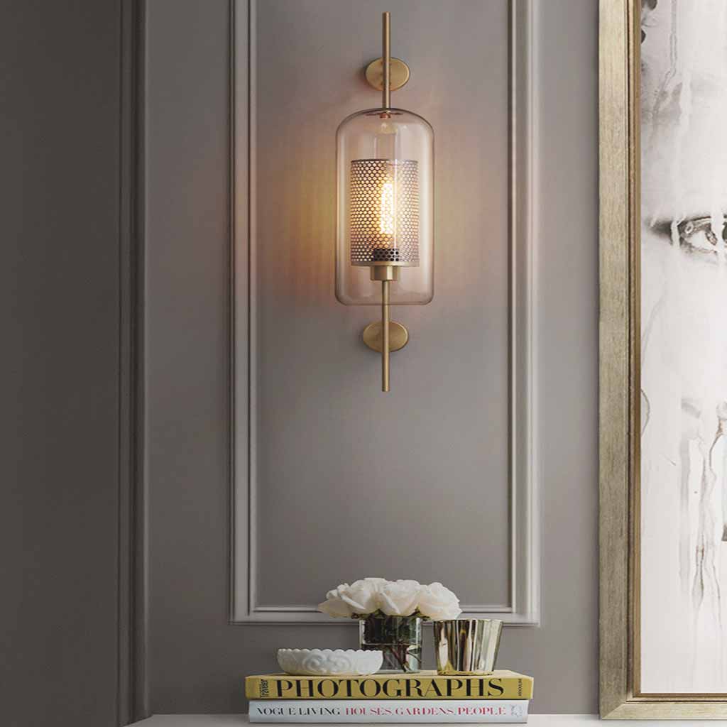 Wall Lamp Metal Glass 26 in Adjustable Living Room Bedroom Lighting Fixture Warm Ambient Light | Thomler