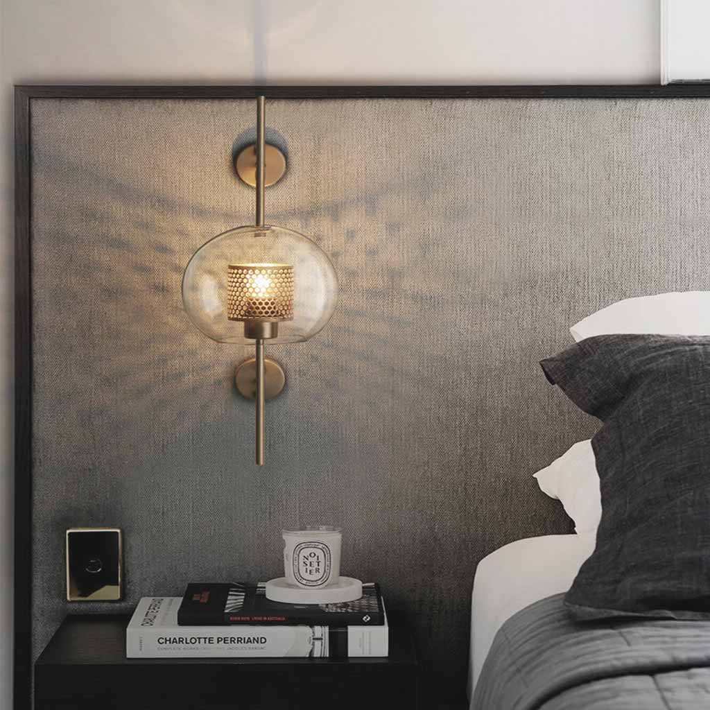 Wall Lamp Metal Glass 26 in Adjustable Living Room Bedroom Lighting Fixture Warm Ambient Light | Thomler