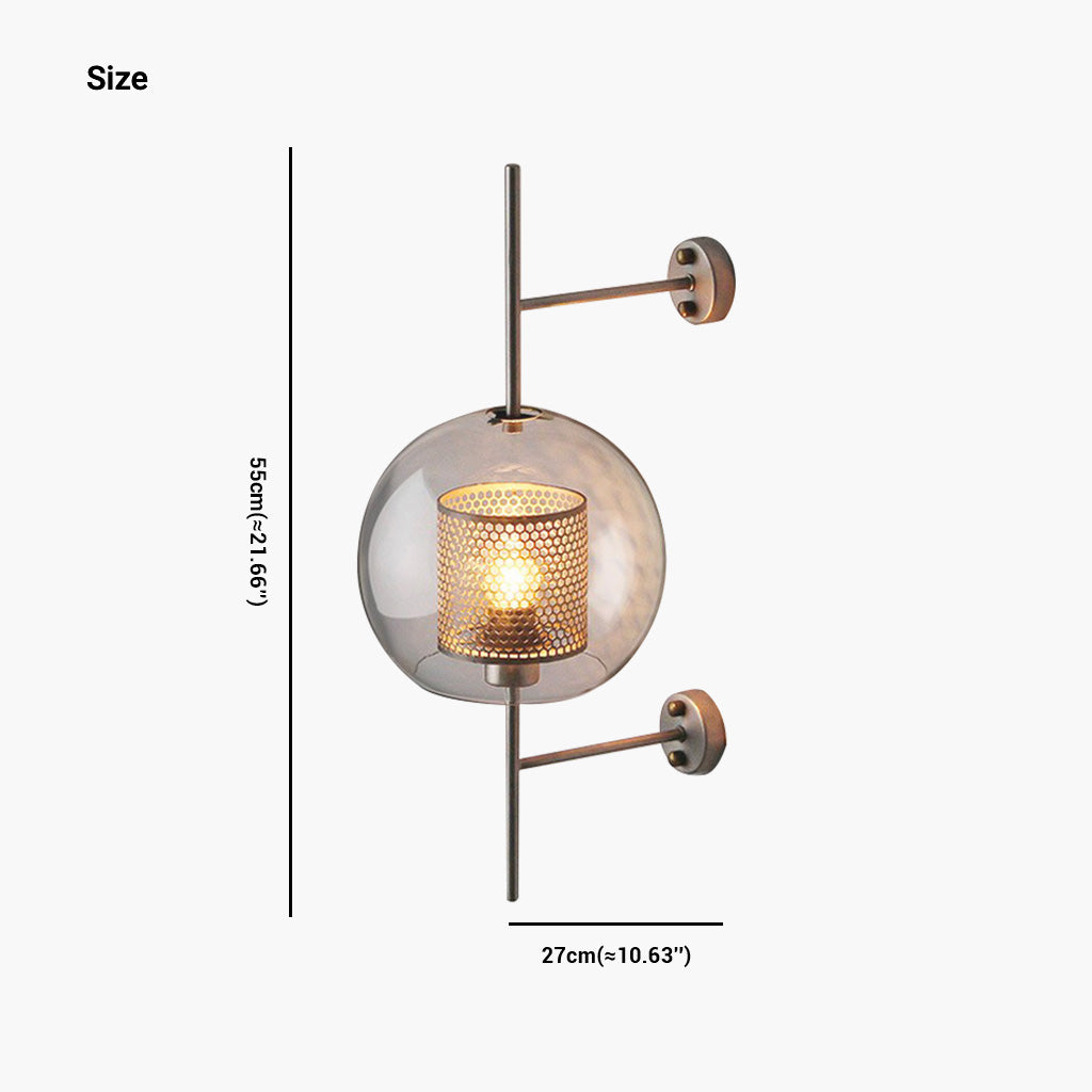 Wall Lamp Metal Glass 26 in Adjustable Living Room Bedroom Lighting Fixture Warm Ambient Light | Thomler