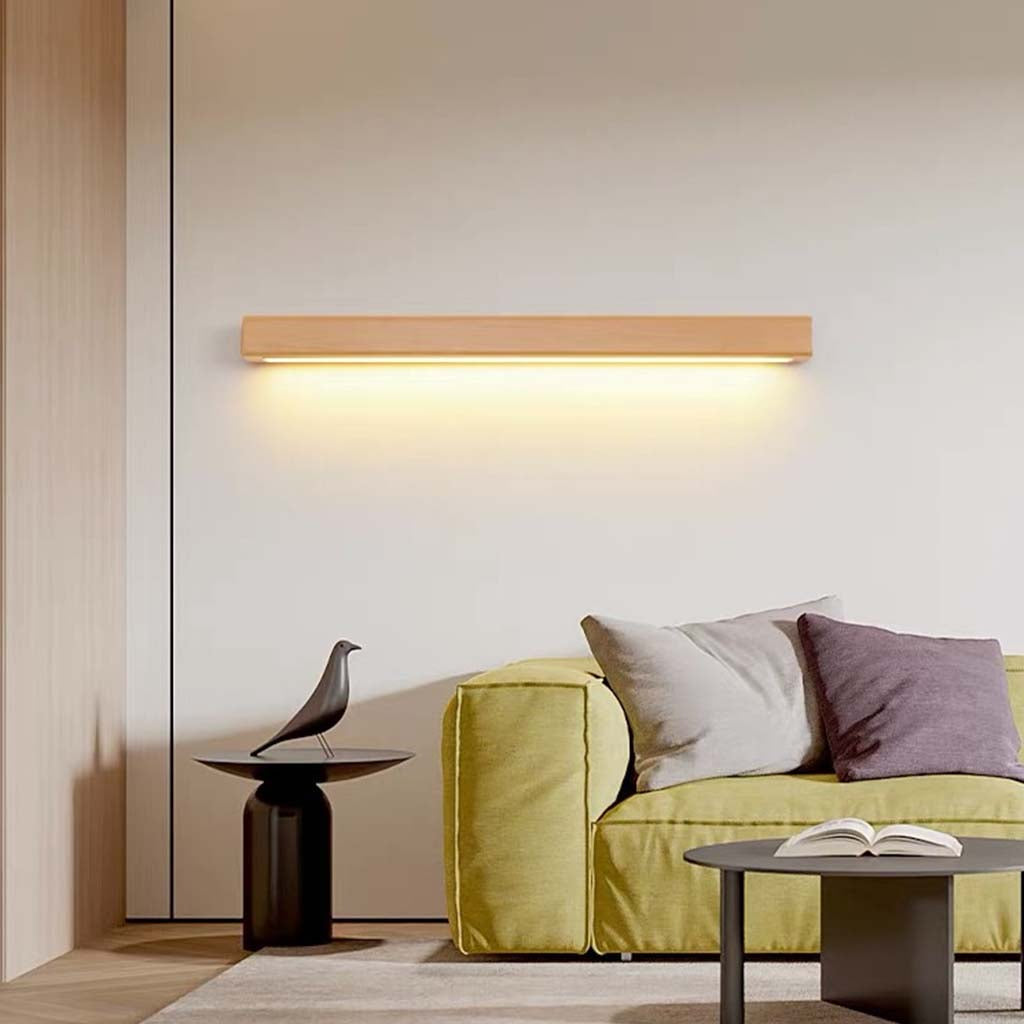 Wall Lamp Beech Wood 39 in Adjustable LED Living Room Bedroom Lighting Minimalist Nordic Modern Home Decor | Thomler