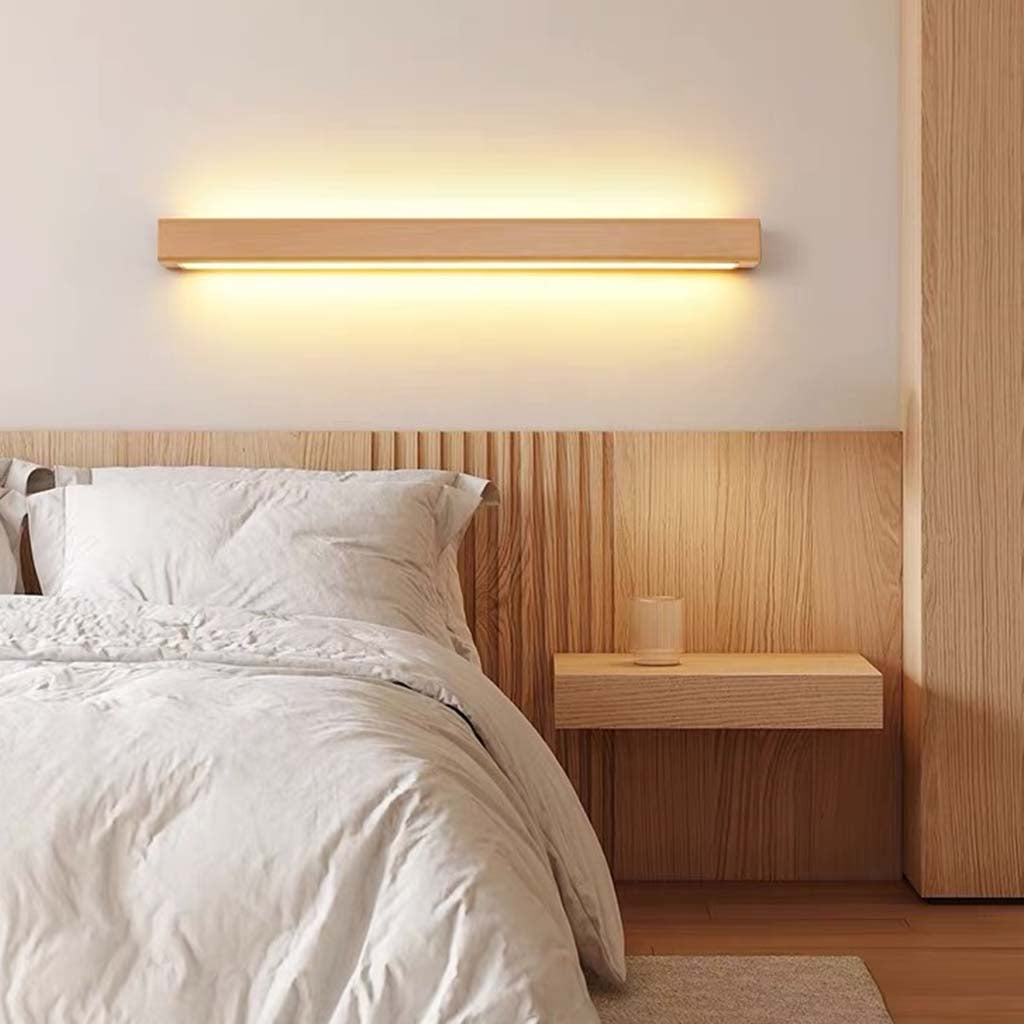 Wall Lamp Beech Wood 39 in Adjustable LED Living Room Bedroom Lighting Minimalist Nordic Modern Home Decor | Thomler