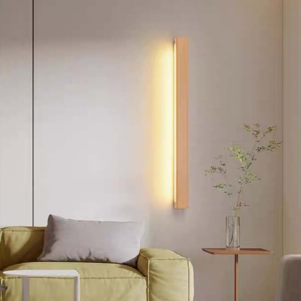 Wall Lamp Beech Wood 39 in Adjustable LED Living Room Bedroom Lighting Minimalist Nordic Modern Home Decor | Thomler