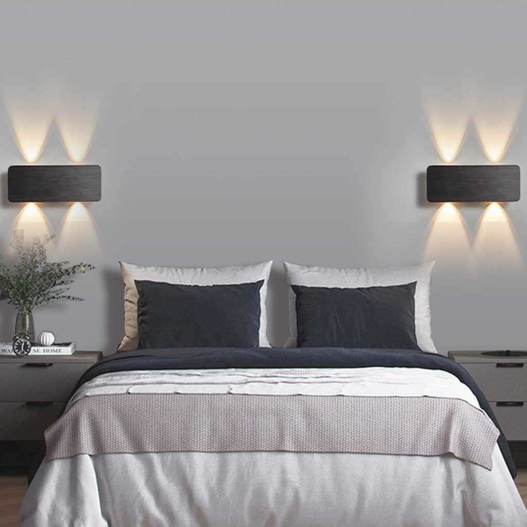 Wall Sconce Aluminum 11.8 in x 4.7 in LED Modern Bedroom Living Room Lighting Fixture Black Gold White Brown Grey | Thomler