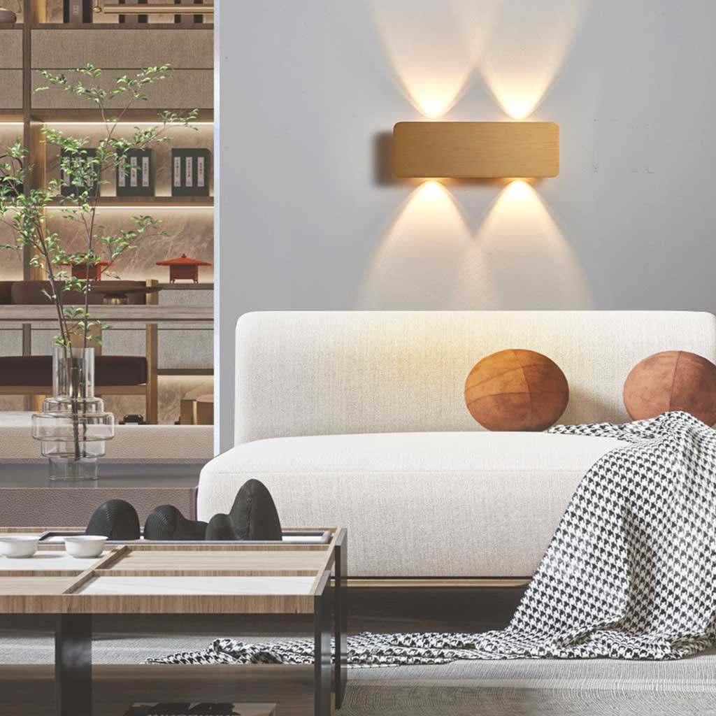 Wall Sconce Aluminum 11.8 in x 4.7 in LED Modern Bedroom Living Room Lighting Fixture Black Gold White Brown Grey | Thomler