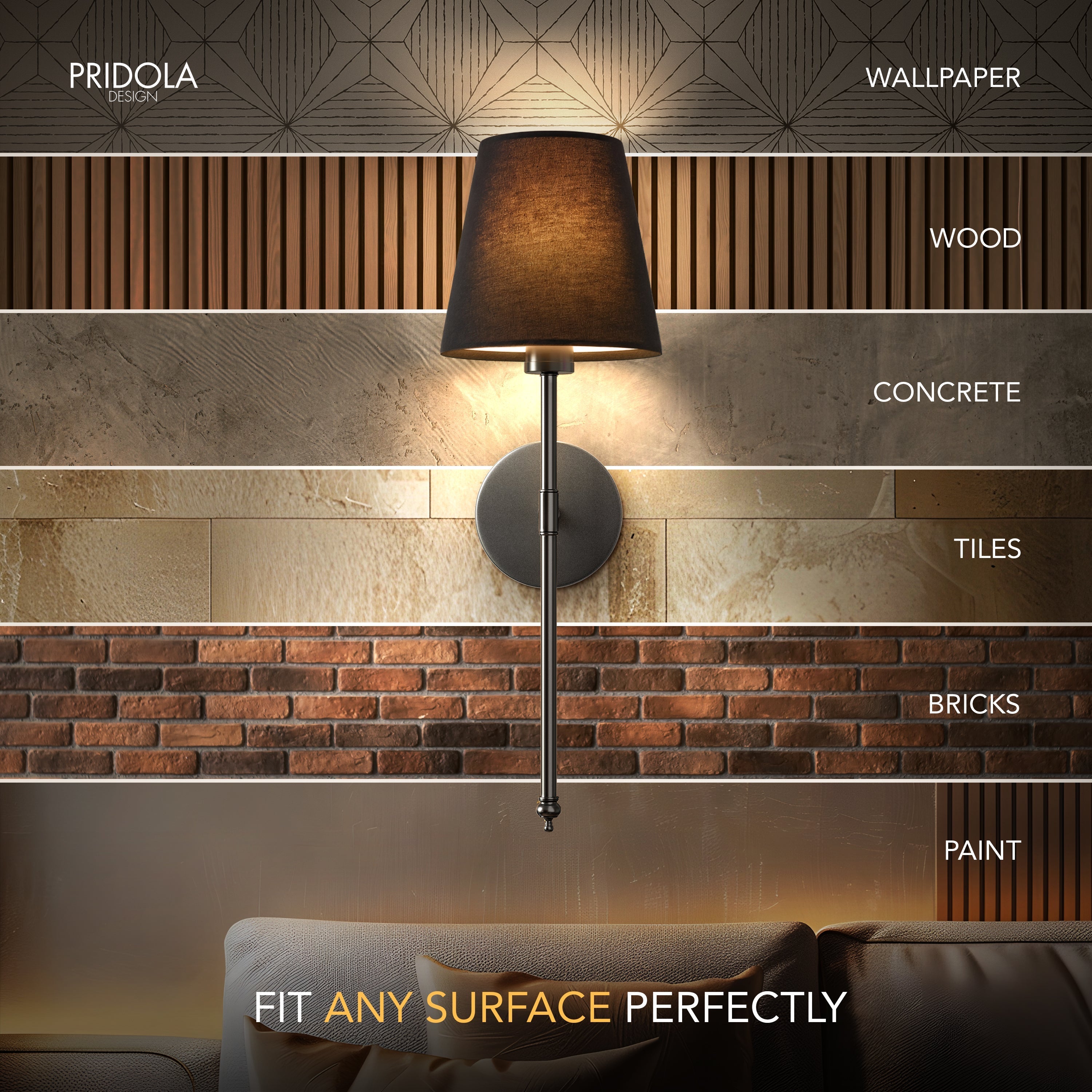 Wall Lamp Metal Fabric Shade 51.5 cm Gold Black Bedroom Wireless Dimmable RGB Reading Light Set Of Two | Thomler