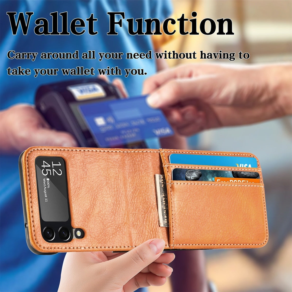 Samsung Galaxy Z Flip Card Holder Case Premium PU Leather Wallet Protection Cover for Flip 3 4 5 6 7 8 with Multiple Card Slots | Thomler