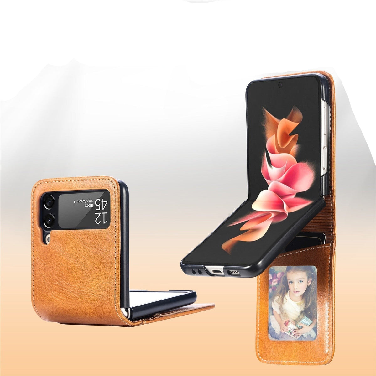 Samsung Galaxy Z Flip Card Holder Case Premium PU Leather Wallet Protection Cover for Flip 3 4 5 6 7 8 with Multiple Card Slots | Thomler