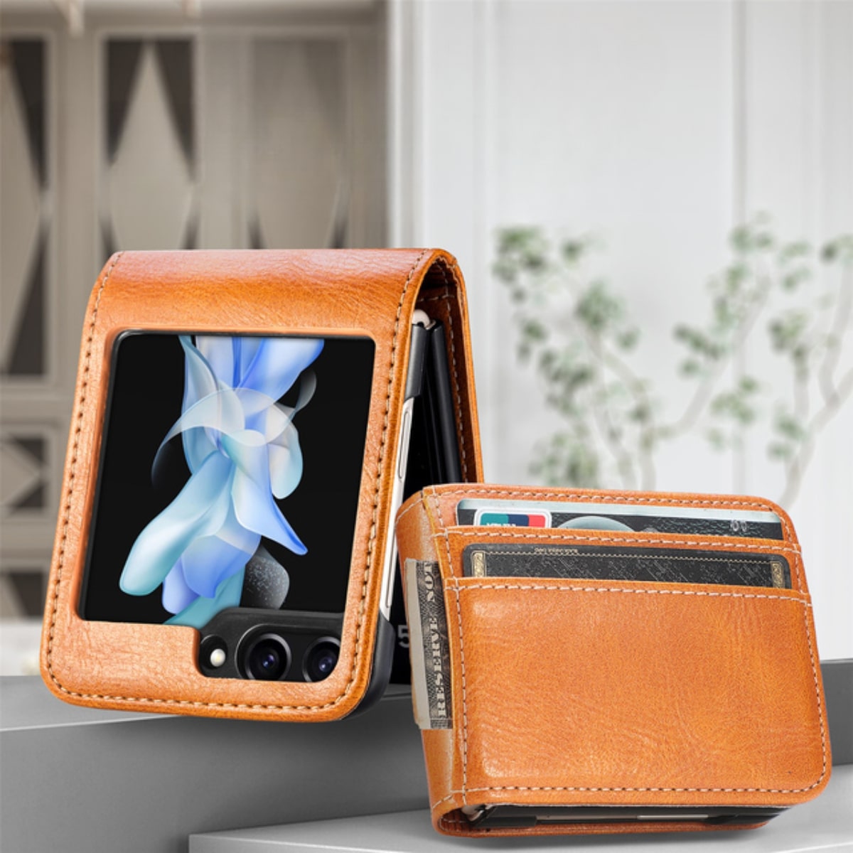 Samsung Galaxy Z Flip Card Holder Case Premium PU Leather Wallet Protection Cover for Flip 3 4 5 6 7 8 with Multiple Card Slots | Thomler