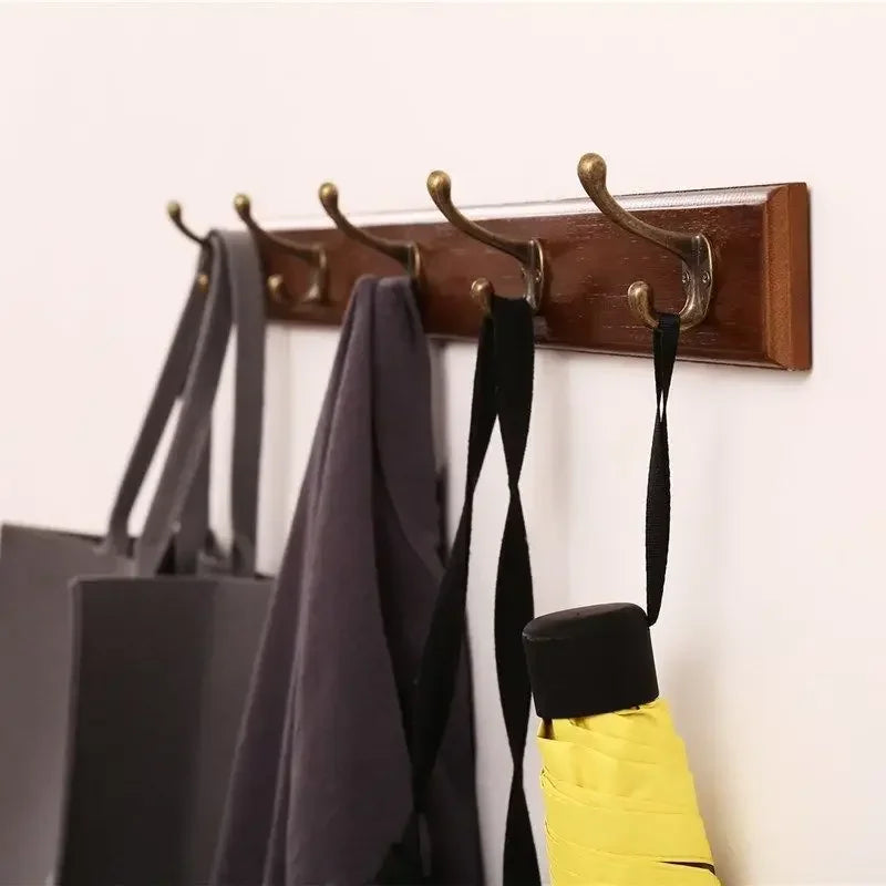 Solid Wood Wall-Mount Coat Rack with Hooks for Entryway & Hallway | Thomler