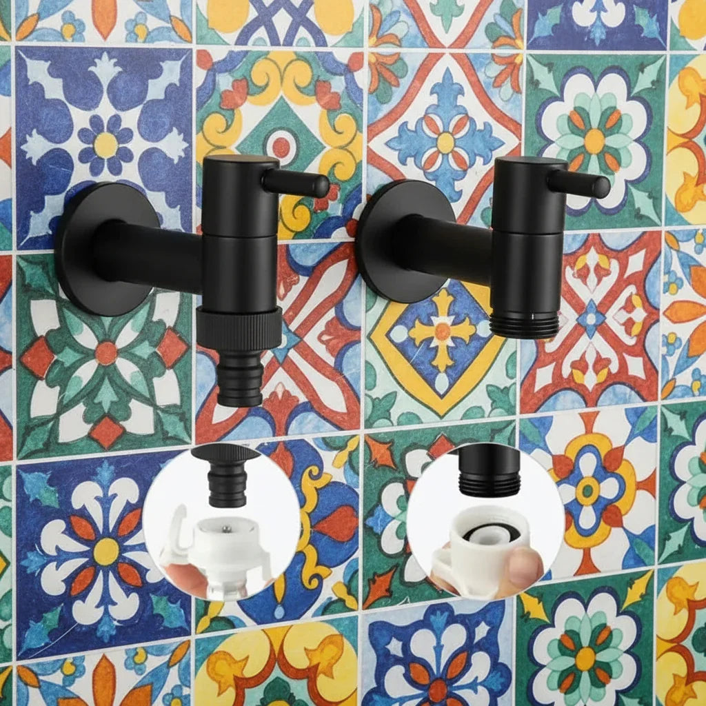 Wall-Mount Brass Faucet – Matte Black Finish for Indoor & Outdoor Use | Thomler