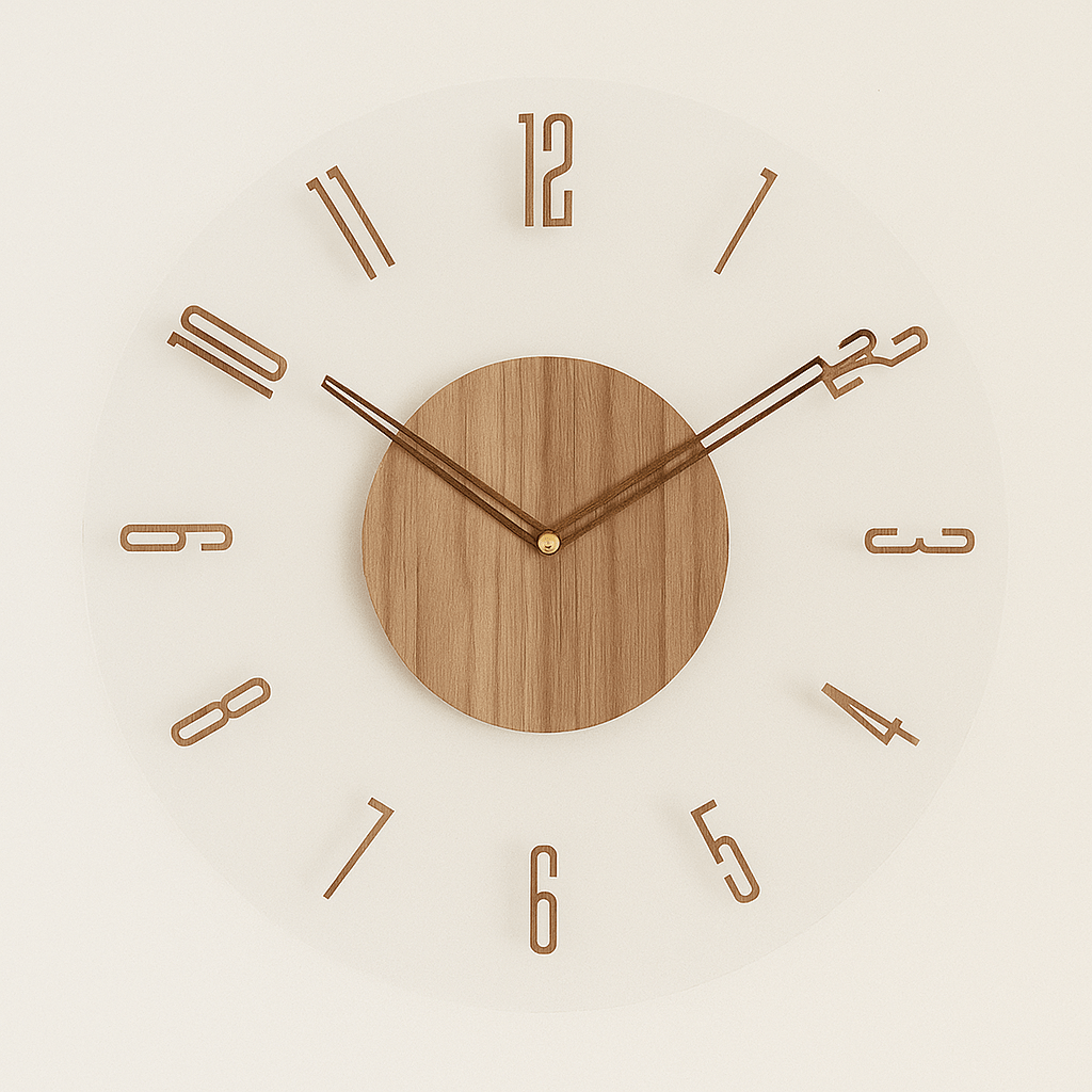 Wall Clock Wood 13.8 in Silent Minimalist Living Room Bedroom Office Decor | Thomler