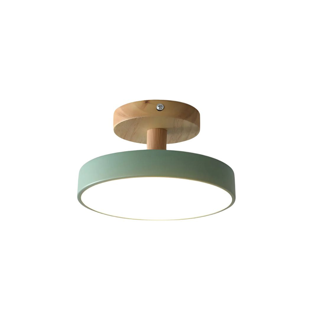 Wood & Metal Flush Mount Ceiling Light | Soft Color LED Fixture for Bedroom, Hallway & Living Room | 12W Scandinavian Style | Modern | Thomler
