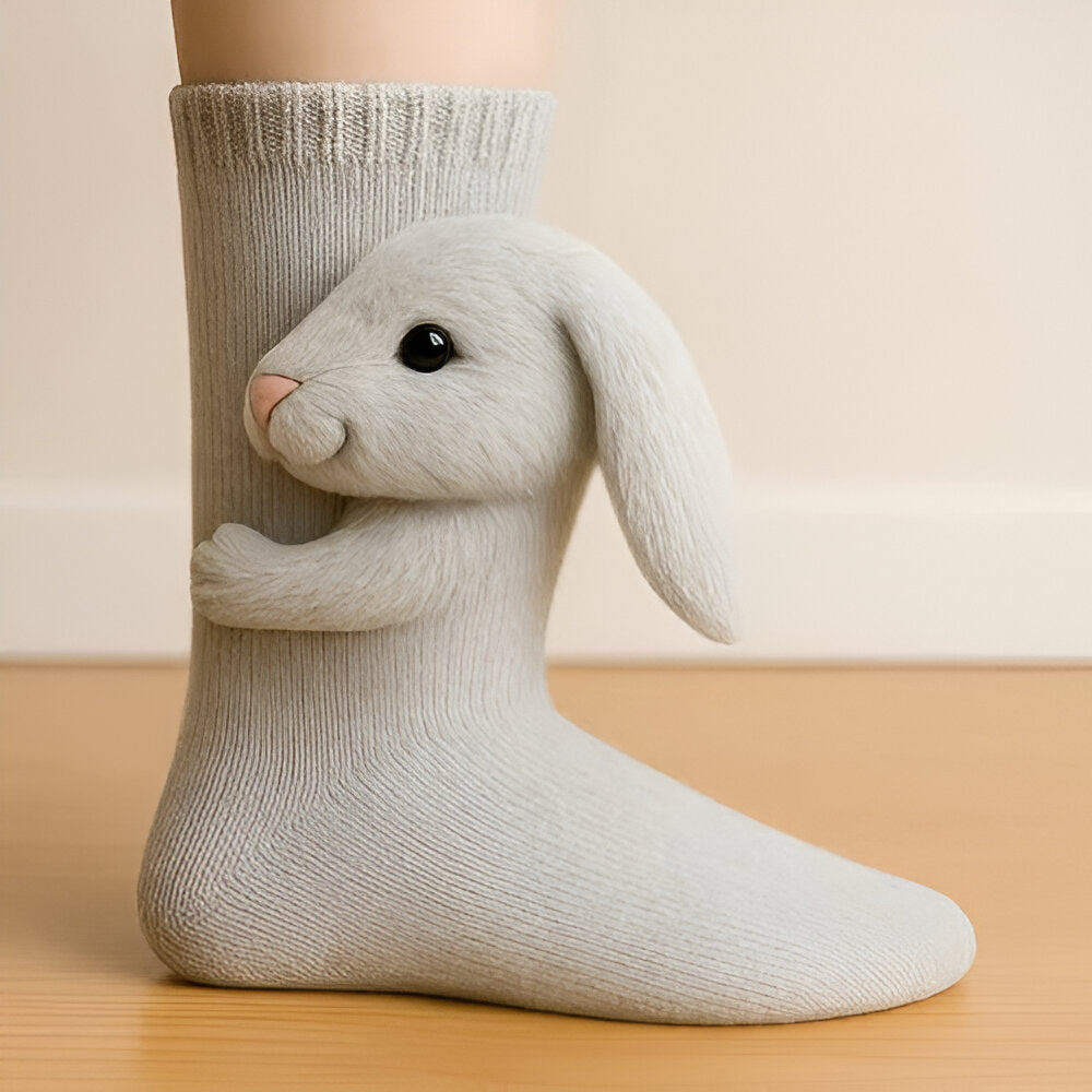 Cozy Animal Slipper Socks with Grip Soles – Soft Fleece Indoor Footwear for Winter | Thomler