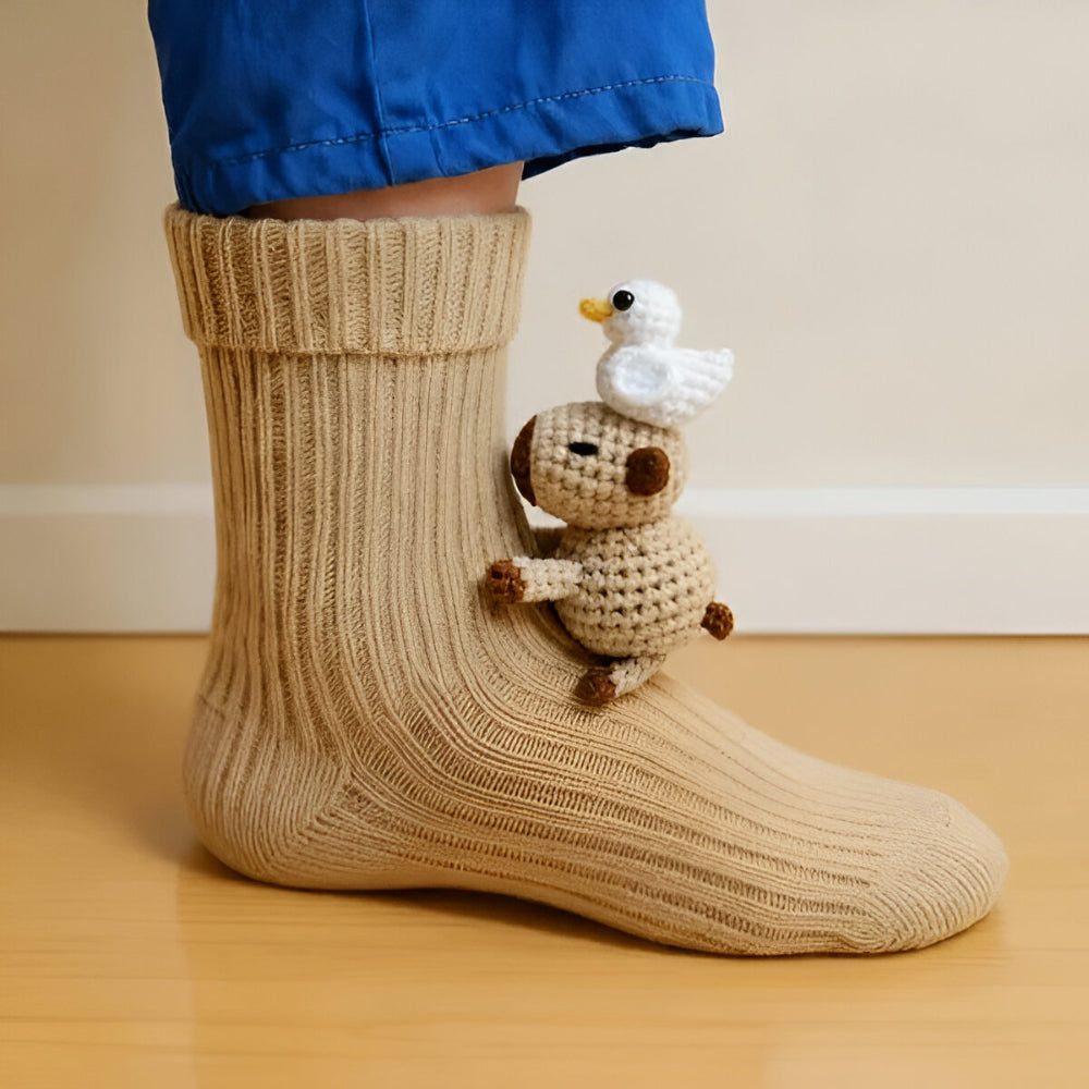 Cozy Animal Slipper Socks with Grip Soles – Soft Fleece Indoor Footwear for Winter | Thomler