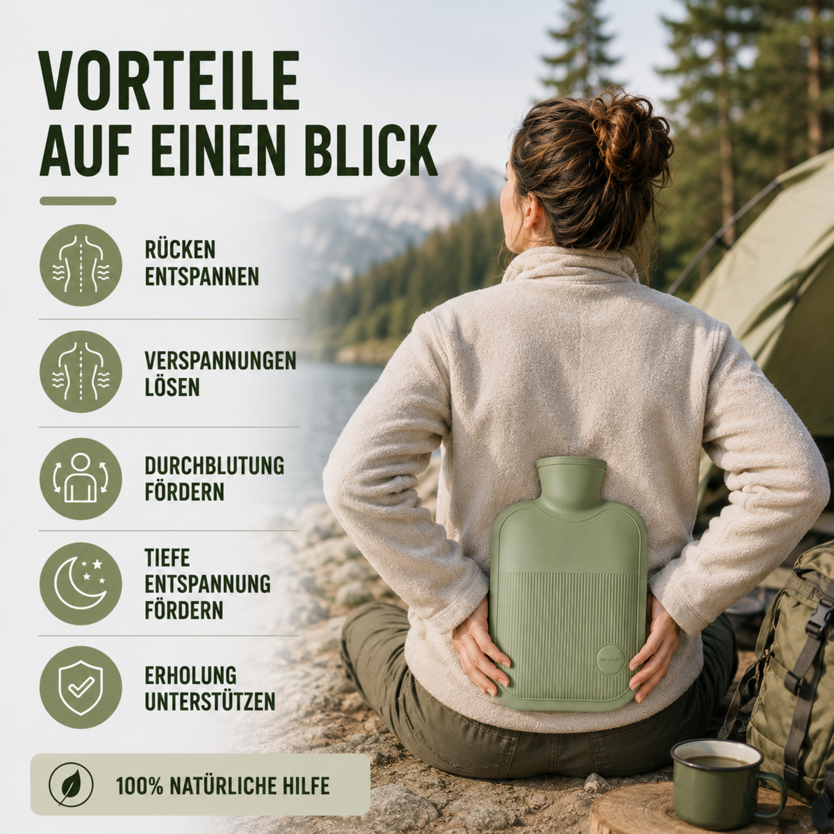 Hot Water Bottle 68 oz Leak-Proof – Soothing Heat for Cold Days, Hands & Feet – PVC Fill Pouch with Soft Touch – Portable Warmth for Bed | Thomler
