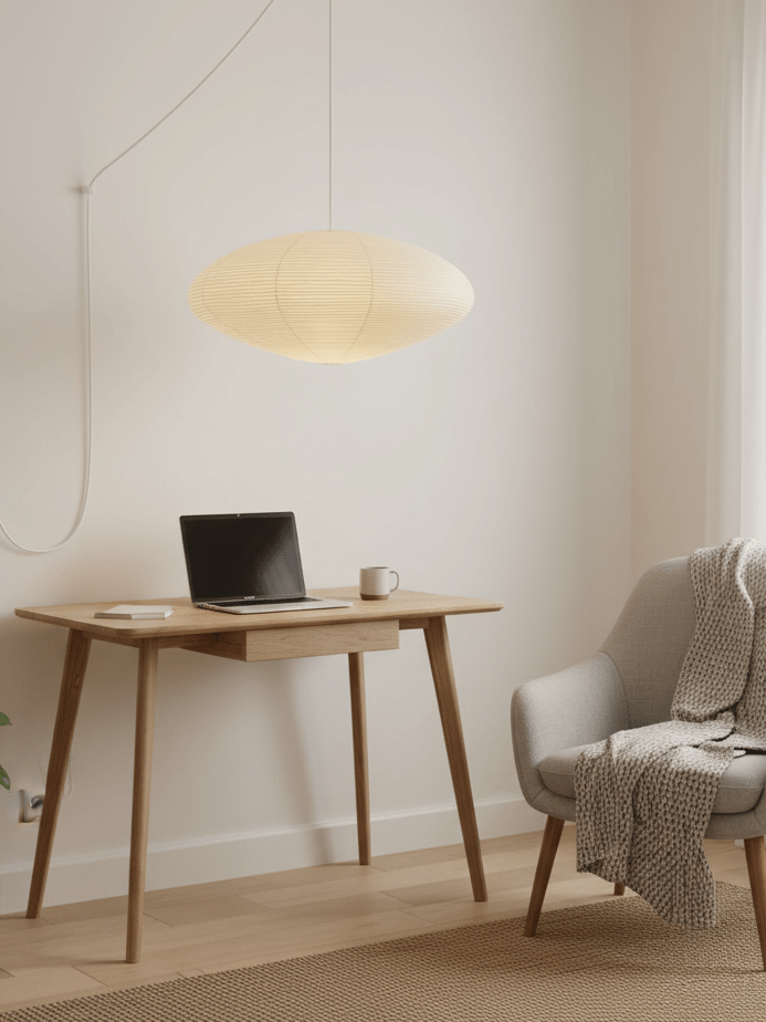 Mulberry Paper Swag Pendant Light 17.7 in x 9.8 in White Indoor Ceiling Hanging Lamp Modern Home Decor Living Room Bedroom | Thomler