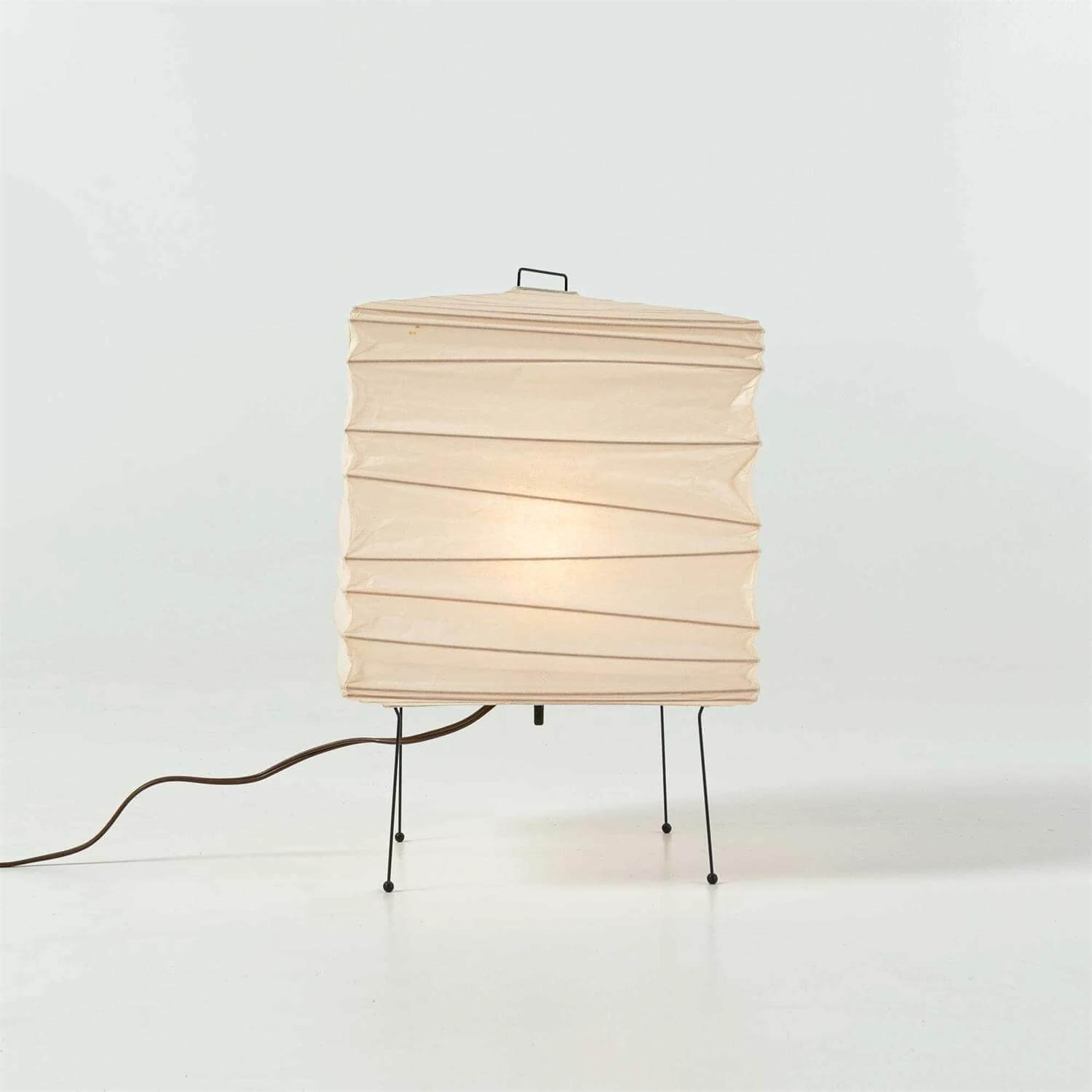 Table Lamp Washi Paper 9 in x 15 in Black Wire Legs Indoor Lighting Modern Cube Design Decorative Accent | Thomler