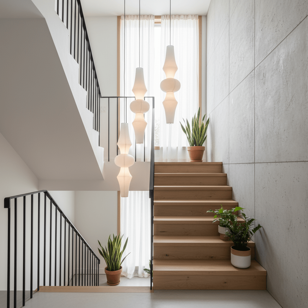 Washi Paper Pendant Light 12.2 in x 55.1 in White Indoor Ceiling Hanging Lamp Warm Ambient Lighting Decorative E26 E27 | Thomler