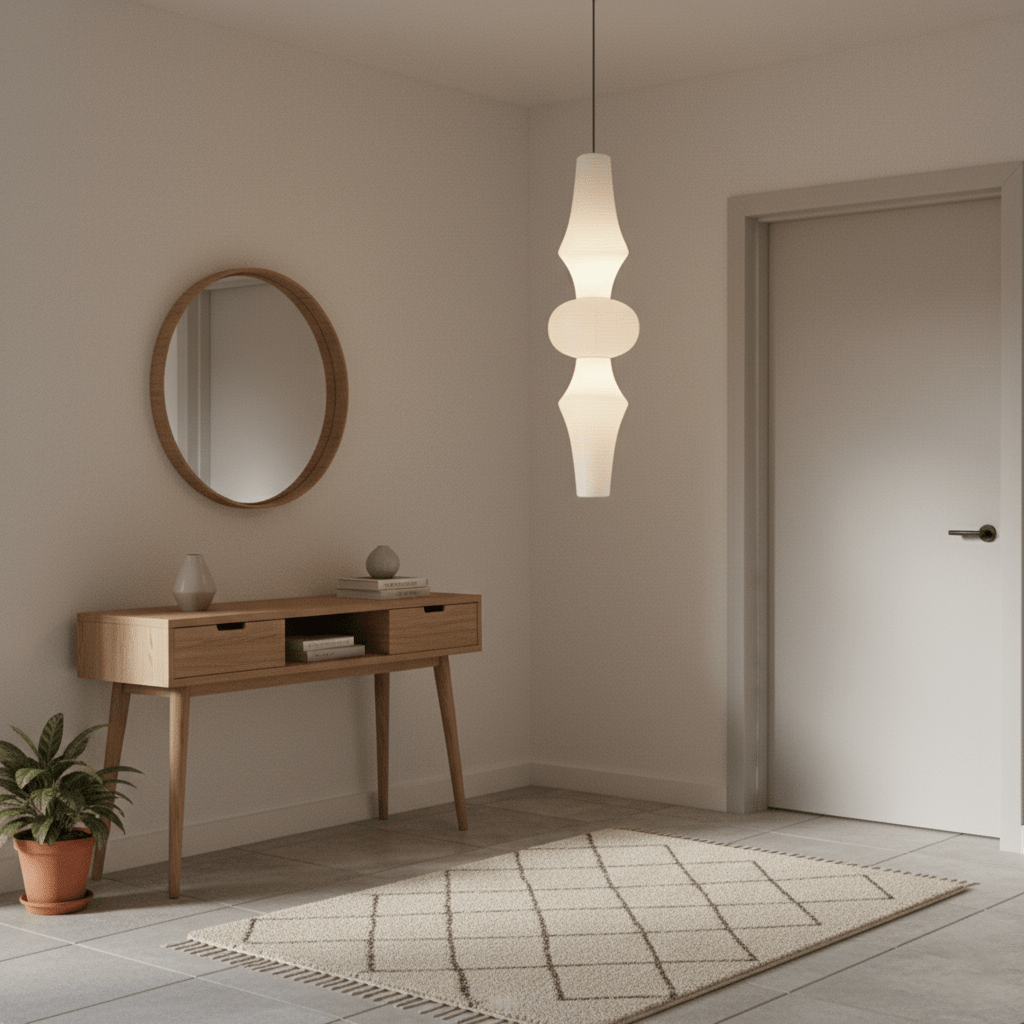 Washi Paper Pendant Light 12.2 in x 55.1 in White Indoor Ceiling Hanging Lamp Warm Ambient Lighting Decorative E26 E27 | Thomler
